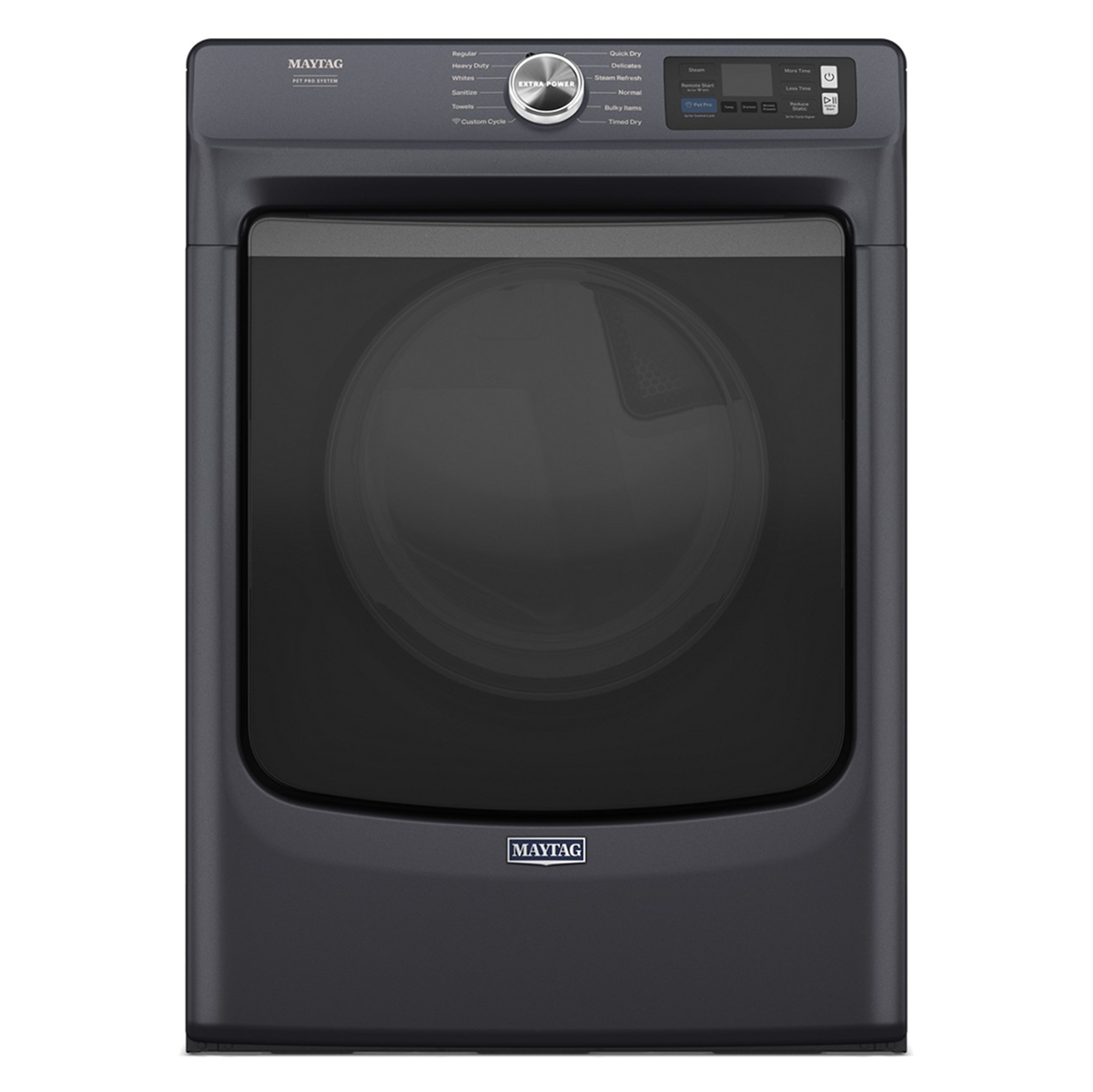 Maytag - 7.4 Cu. Ft. Smart Electric Dryer with Steam and Pet Pro System - Midnight Steel - Front_Zoom