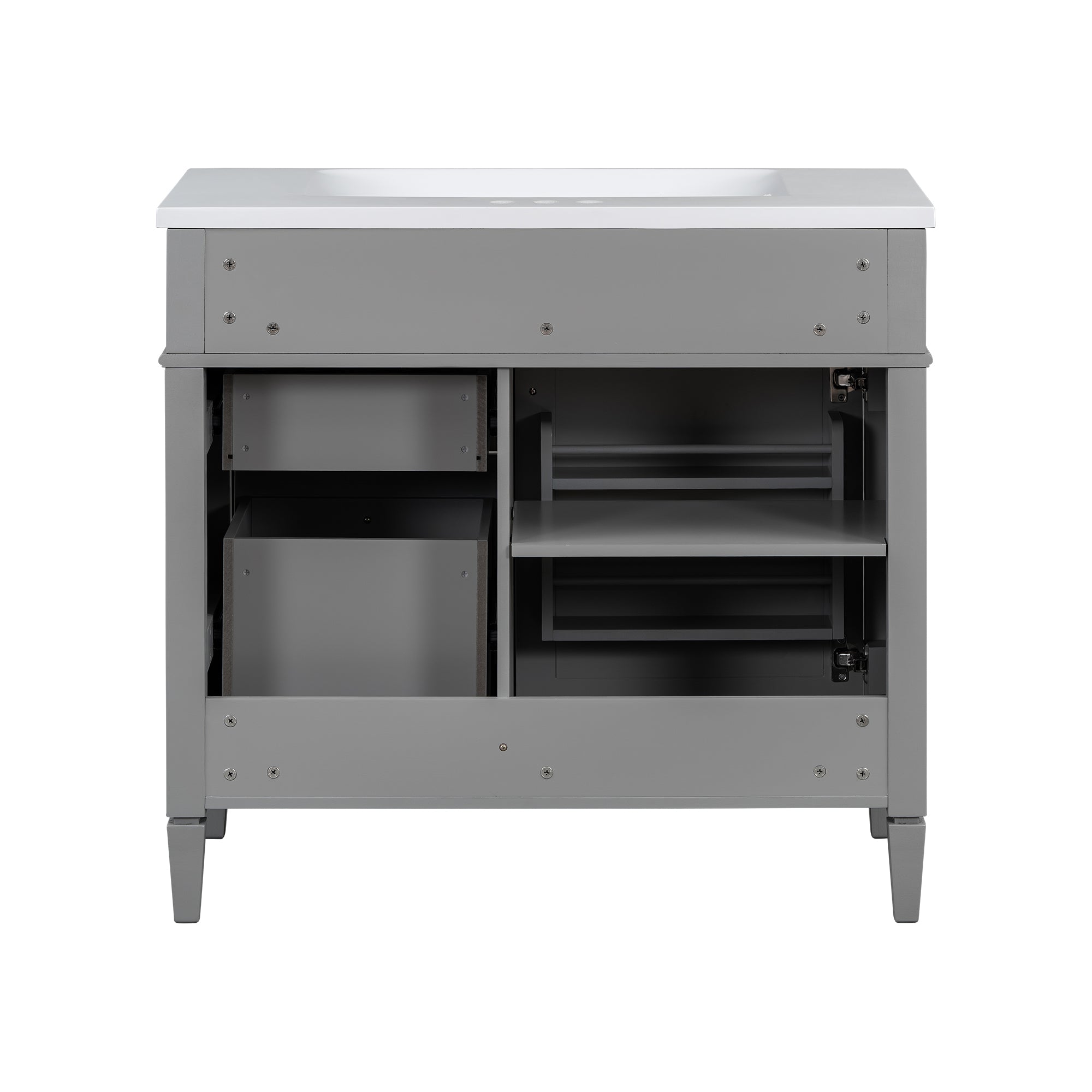 Alt View 9. Boyel Living - 36 Inch Bathroom Vanity Set with Mirror Cabinet Resin Sink 3 Drawers 2 Doors Gray - Gray.