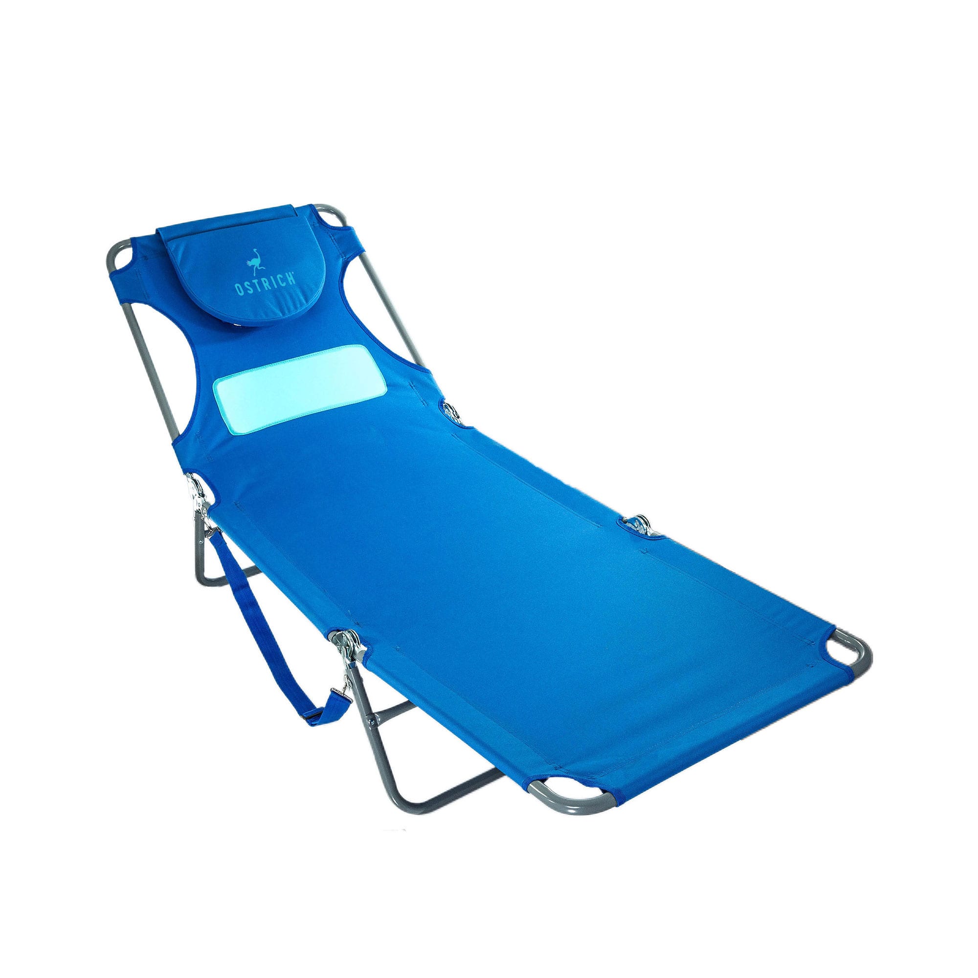 Ostrich - The Ladies Comfort Lounger Foldable Beach Pool Tanning Chair, Ocean - Blue