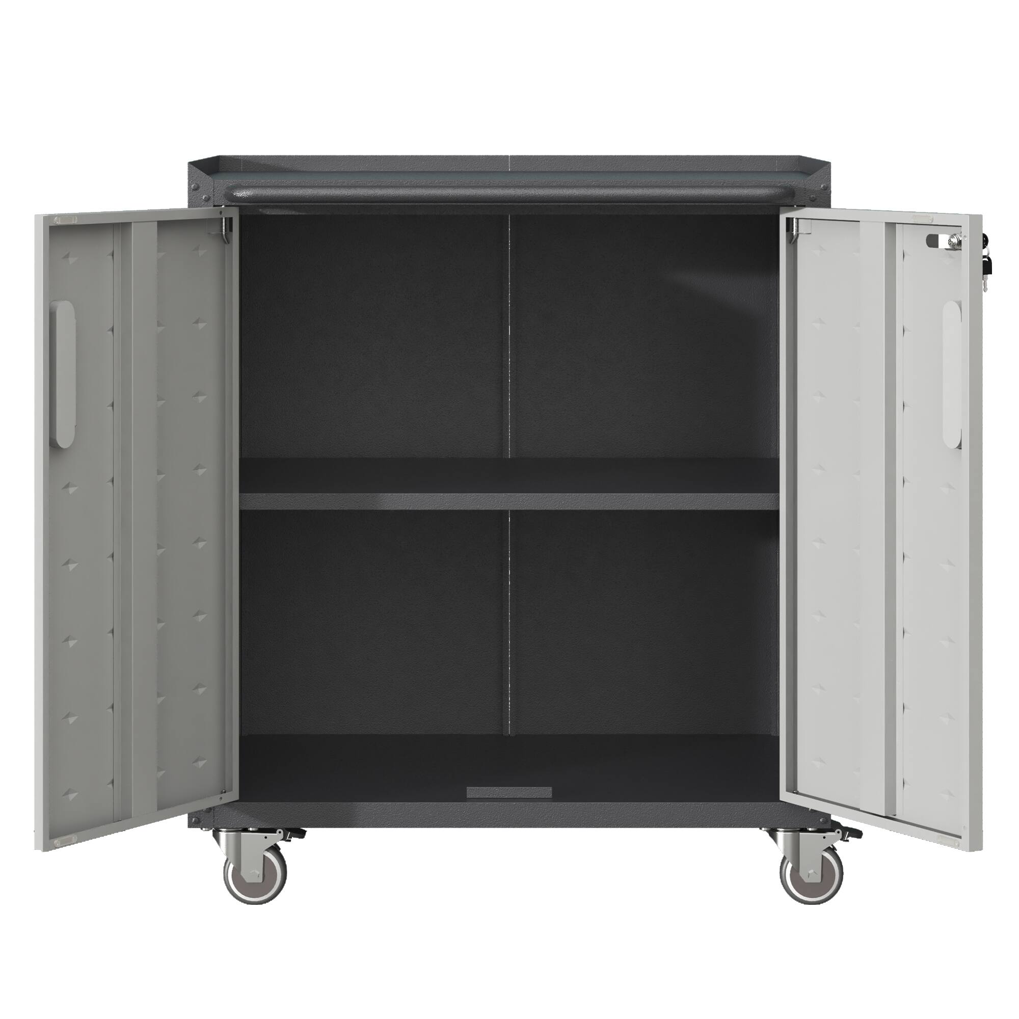 Left. LOVMOR - Heavy Duty Metal Garage Storage Cabinet with Wheels Sturdy Durable Organizer for Garage Office and Home.