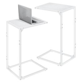 Oumilen - C-Shaped End Table Set of 2, Slim Side Table for Sofa and Bed - White