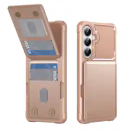 Dteck - Magnetic Closure Credit Card Holder Slots Stand Function Rugged Wallet Case For Samsung Galaxy A16 5G - Rosegold