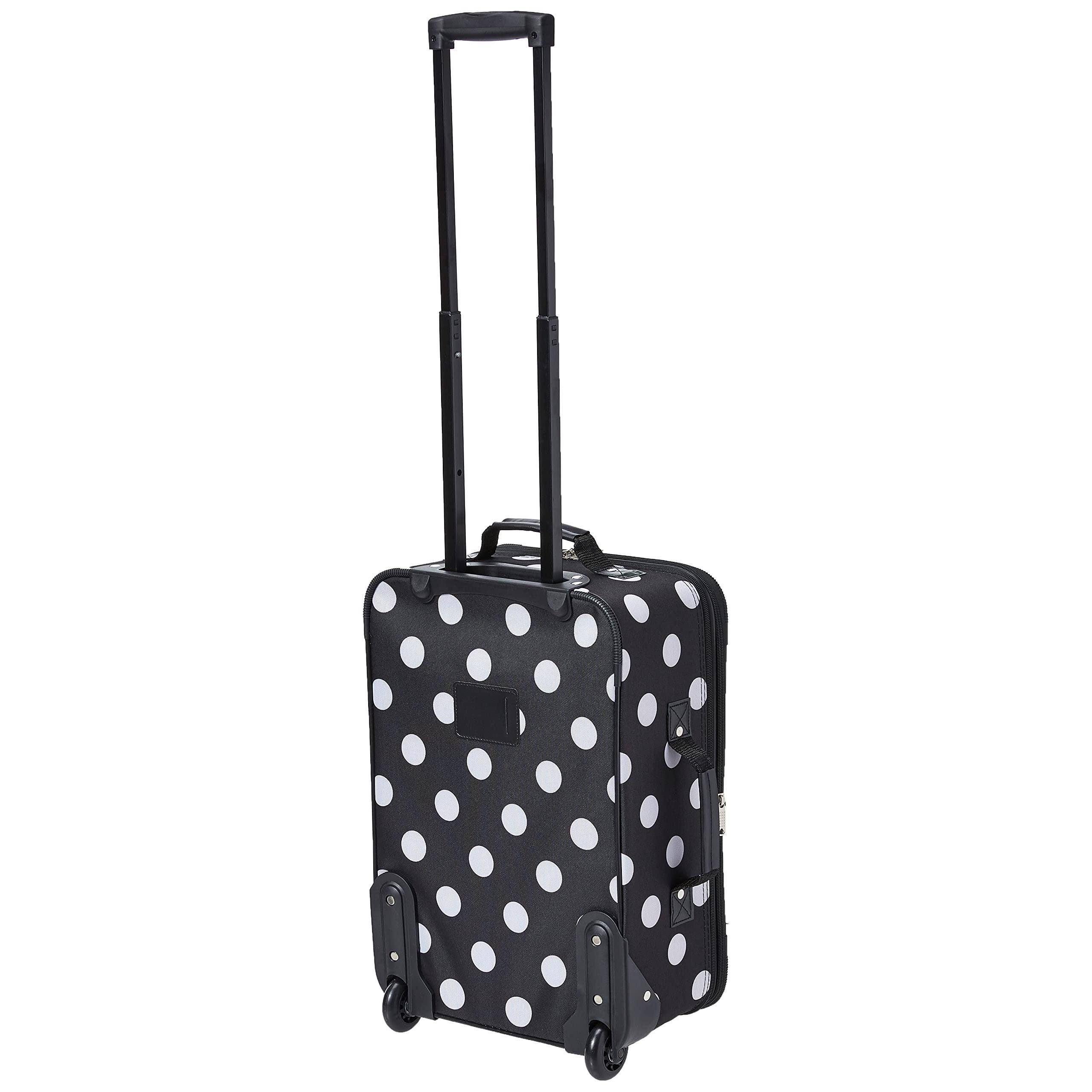 Alt View 2. Dapper Styles - Fashion Softside Upright Luggage Set Expandable Telescopic Handle Wheel Black Dot 2-piece - Black/Gray-2-Piece Set (14/19).
