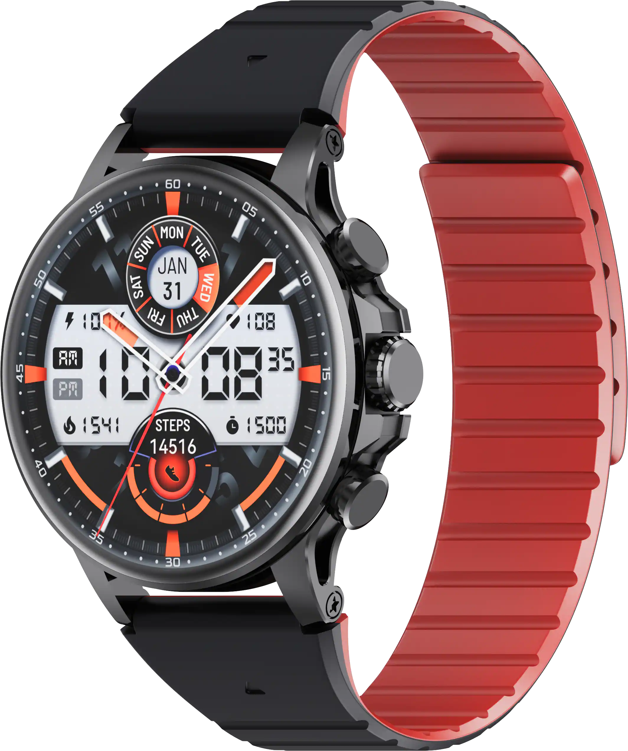 Black - Zinc Alloy - Silicone - Black/Red