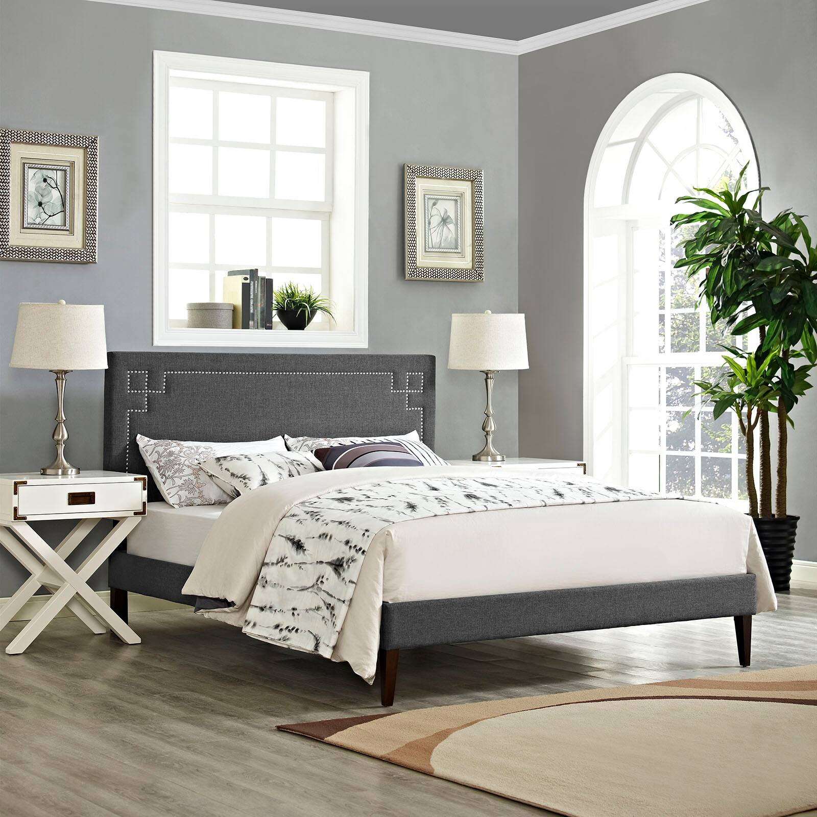 Alt View 4. Modway - June Wood Queen Platform Bed Frame - Gray.