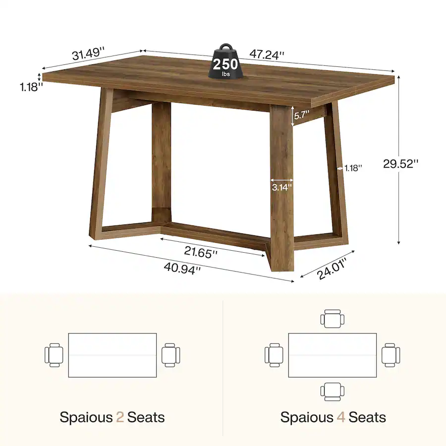 Timber Sizes Table Tribesigns Dining Table with Engineered Wood Construction and ...
