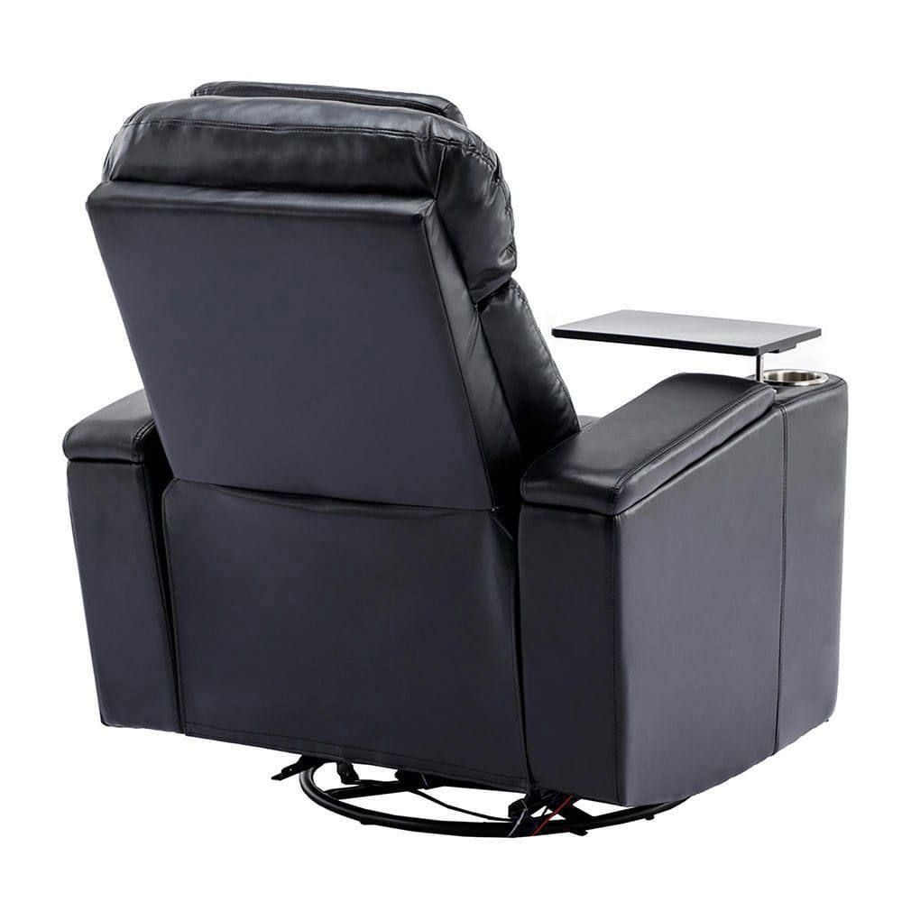 Alt View 10. Kadyn - 270° Power Swivel Home Theater Recliner with Arm Storage, LED Strip, Cup Holder, Tray Table & Phone Holder - Black.