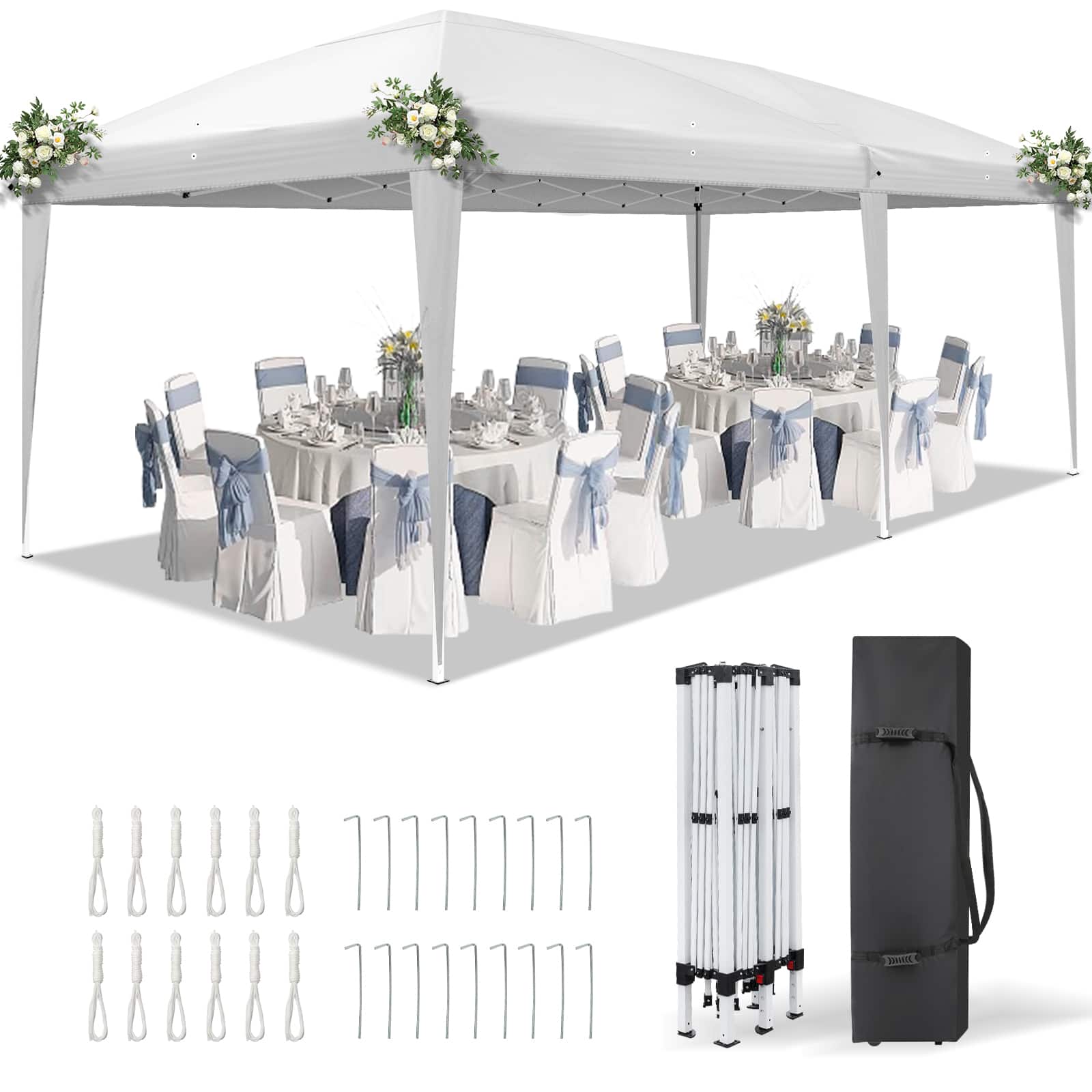 Winado - 10x20ft Pop Up Canopy Tent, Outdoor Instant Shelter Folding Canopy with Carry Bag for Commercial Events, Party