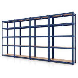 Costway - 4 PCS 5 Tier Adjustable Garage Shelving Unit with 2000 lbs Max Load for Warehouse - Blue