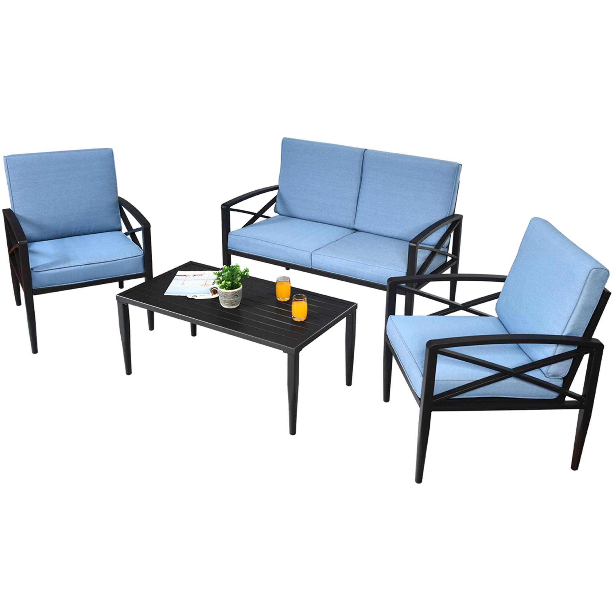Alt View 5. Gymax - Gymax 8PCS Patio Sofa Conversation Set Outdoor Furniture Set Yard w/ Cushion - Navy.