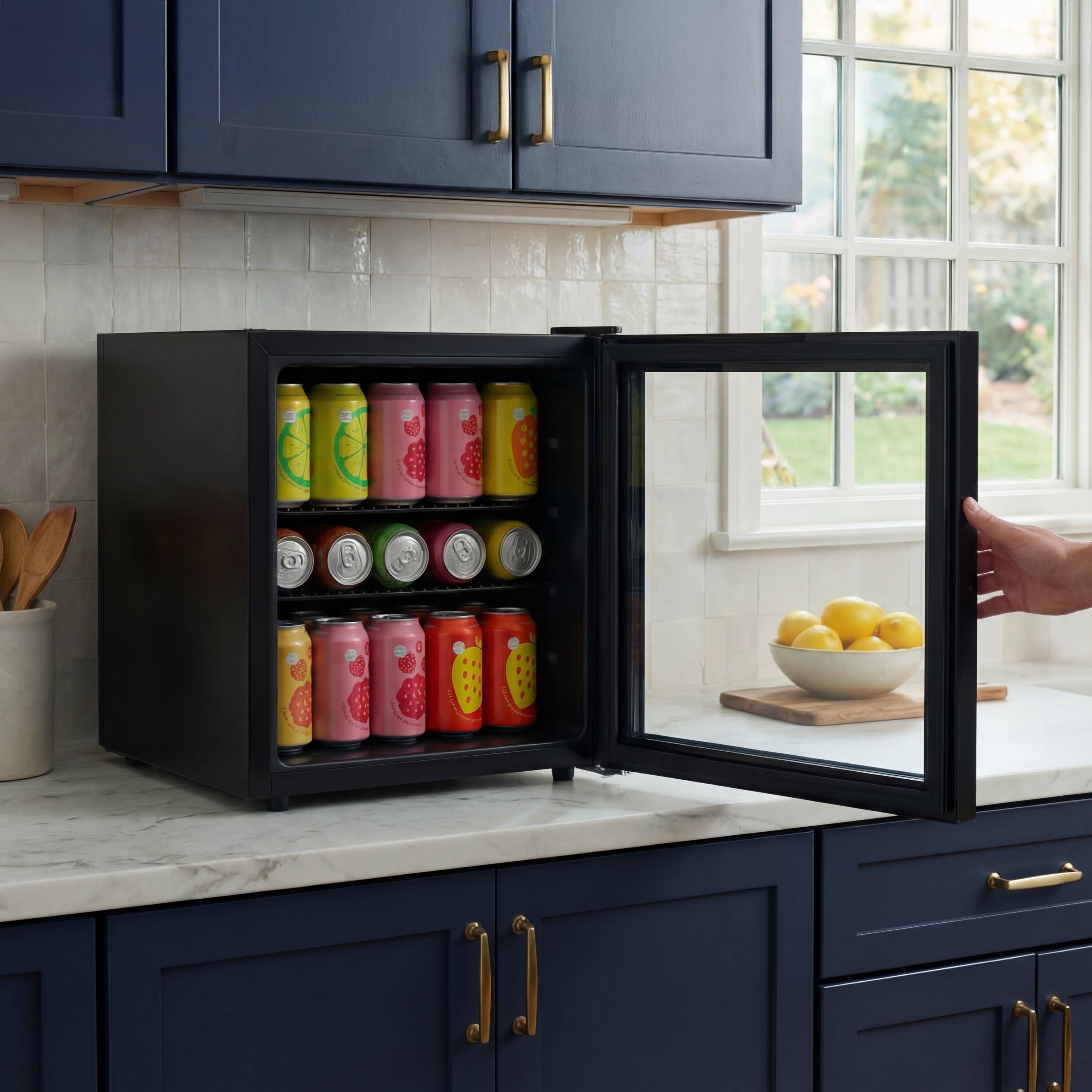 Left. Avanti - Beverage Center, 60 Can Capacity - Black.