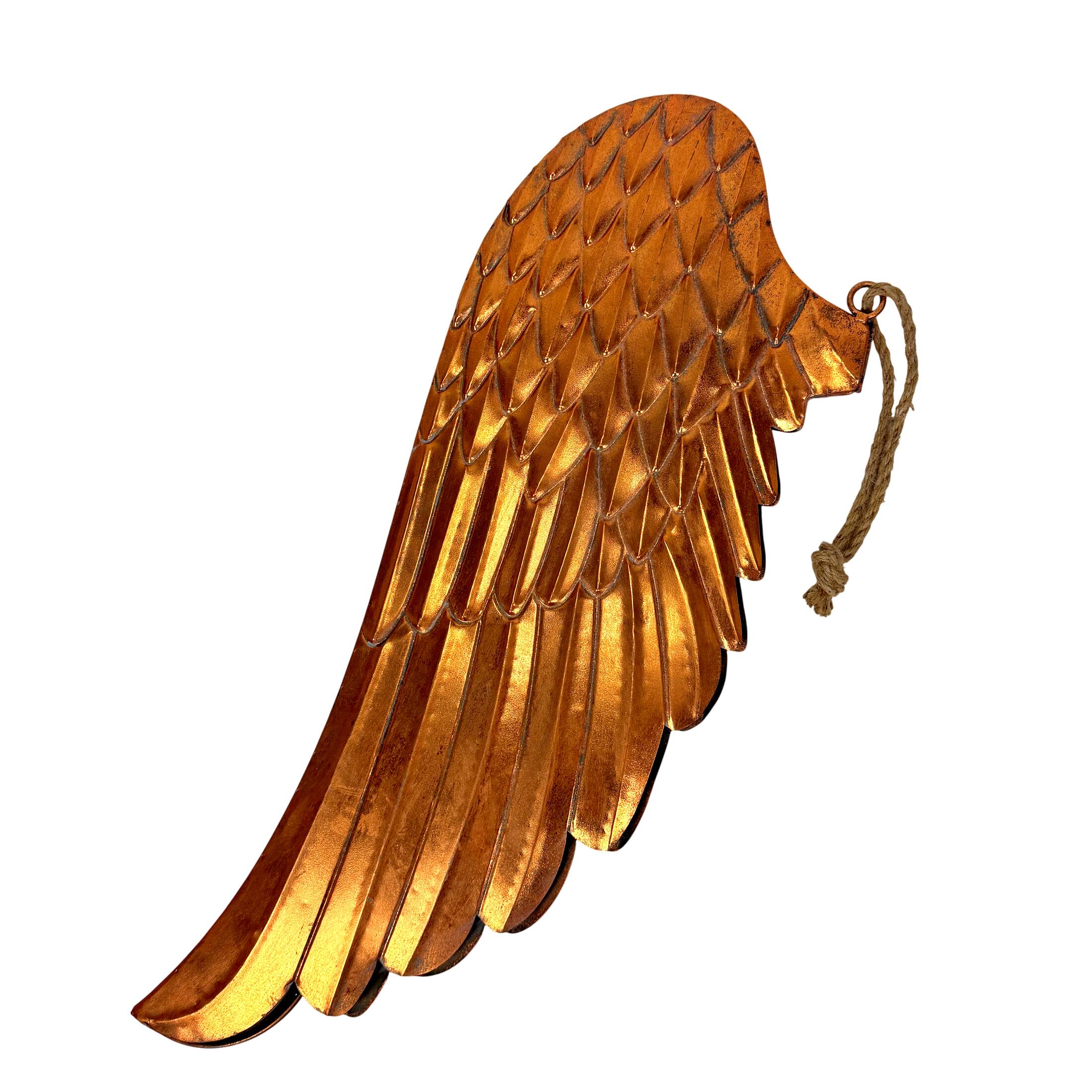 Alt View 10. Zeckos - Metal Angel Wings Wall Sculpture Copper Bronze 34 Inch Wide Jute Hanging Decor - Copper.