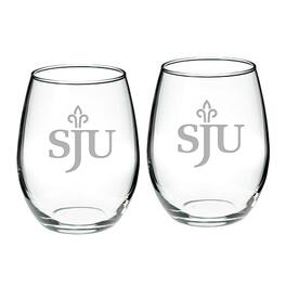 Jardine - Saint Joseph's Hawks 21oz. 2-Piece Stemless Wine Glass Set - Multicolor