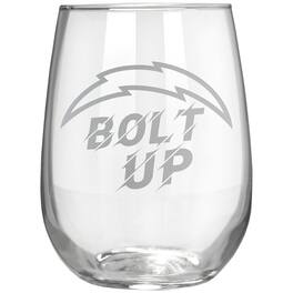 Great American Products - Los Angeles Chargers Etched 17oz. Rally Cry Stemless Wine Glass - Multicolor