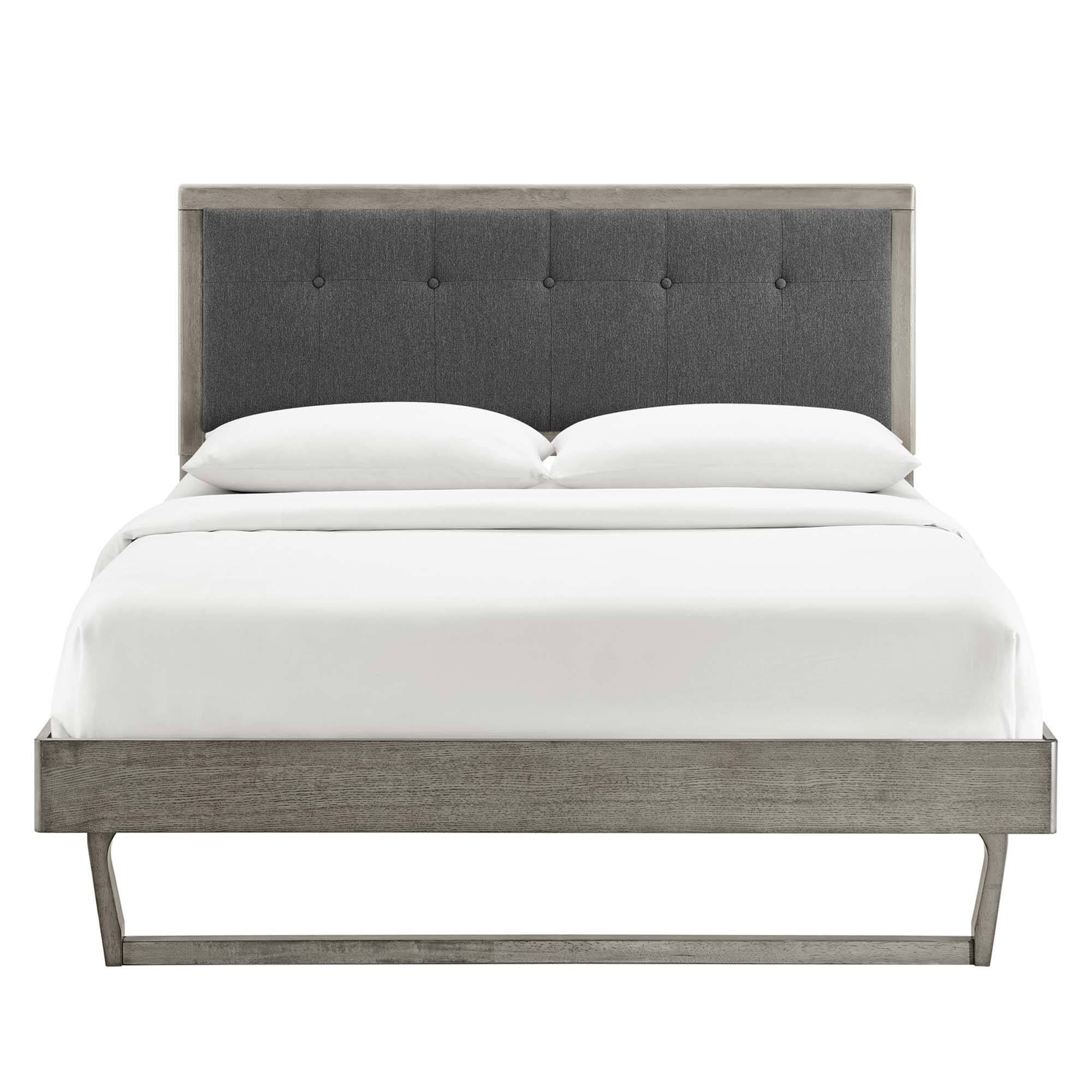 Alt View 6. Modway - Willow Wood Platform Bed With Angular Frame - Gray Charcoal.