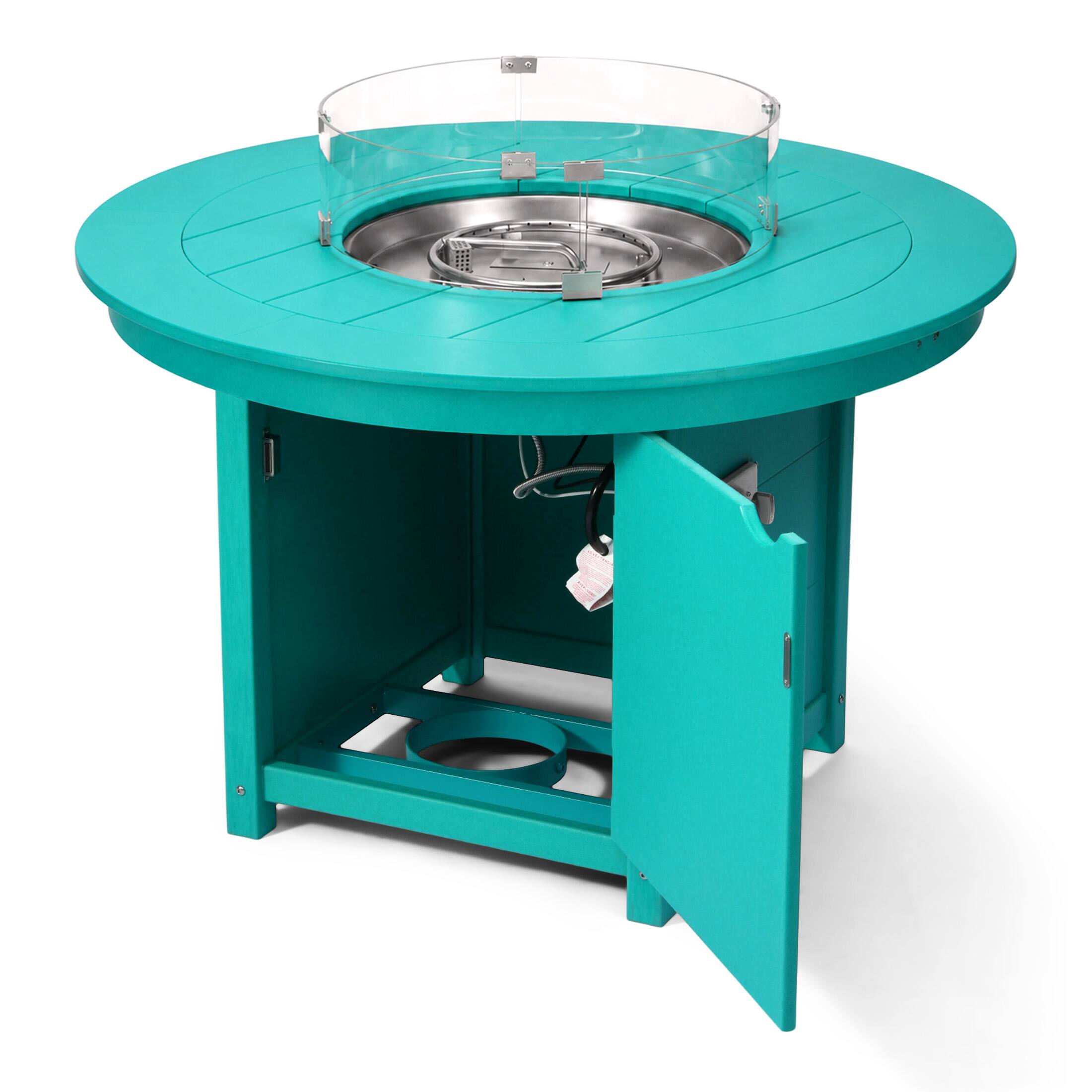 Left. WestinTrends - WestinTrends Helios 47" Modern Outdoor Patio Propane Gas Round Fire Pit Table - Turquoise.