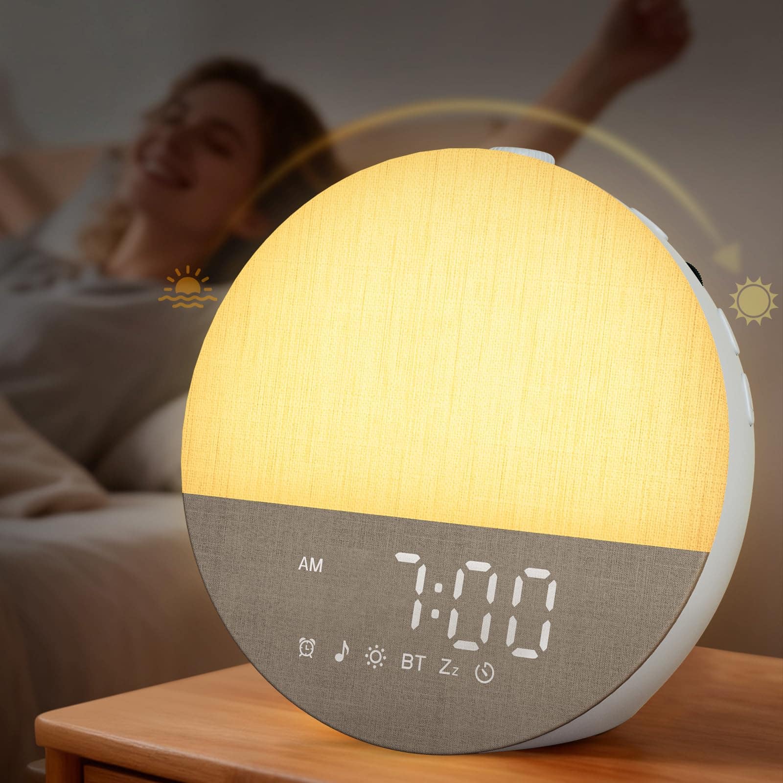 Dazzed Corner - Sunrise Alarm Clock with Sound Machine, Wake Up Light for Heavy Sleepers - White