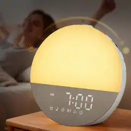 Dazzed Corner - Sunrise Alarm Clock with Sound Machine, Wake Up Light for Heavy Sleepers - White