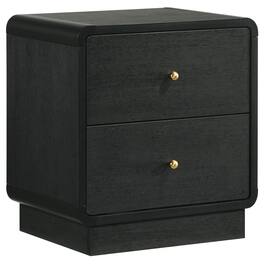 Manhattan Lane - Cavy Nightstand, 2 Storage Drawers, Wood, Round Knobs - Black/Gold