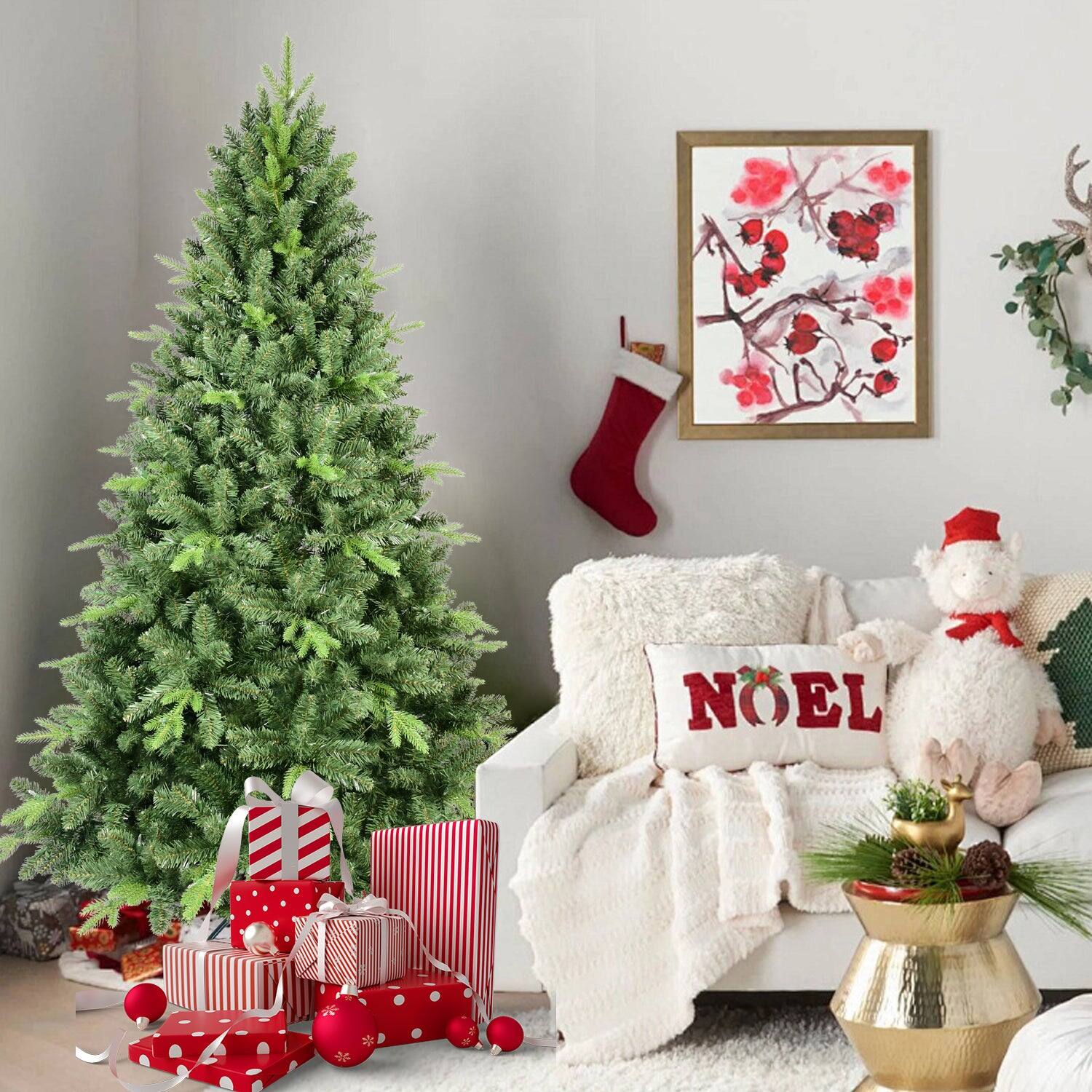 Alt View 7. Boyel Living - 7 ft.Classic Christmas Tree with 1875 PE and PVC Tips Realistic Hinged Branches - Green.