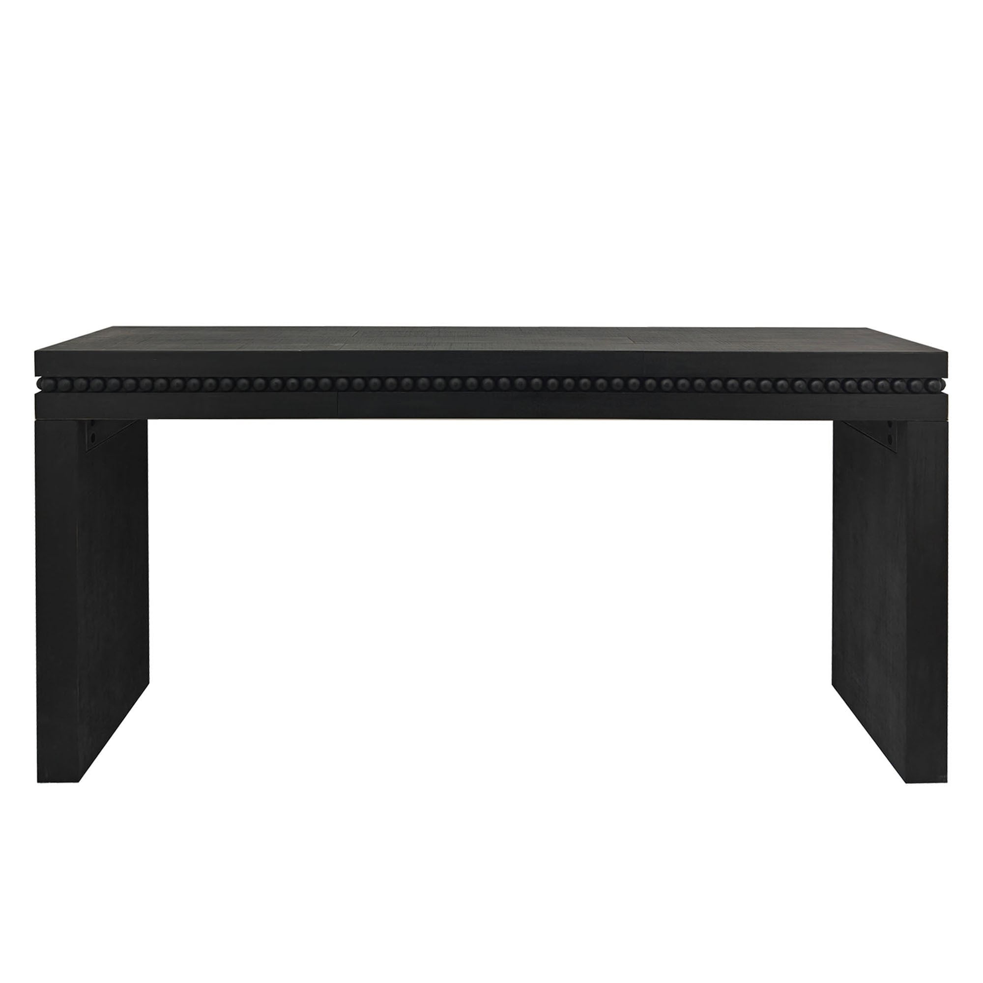 Alt View 5. Kadyn - 64in Rustic Wood Console Table – Elegant Entryway Table with Decorative Beaded Trim, Antique Black - Black.