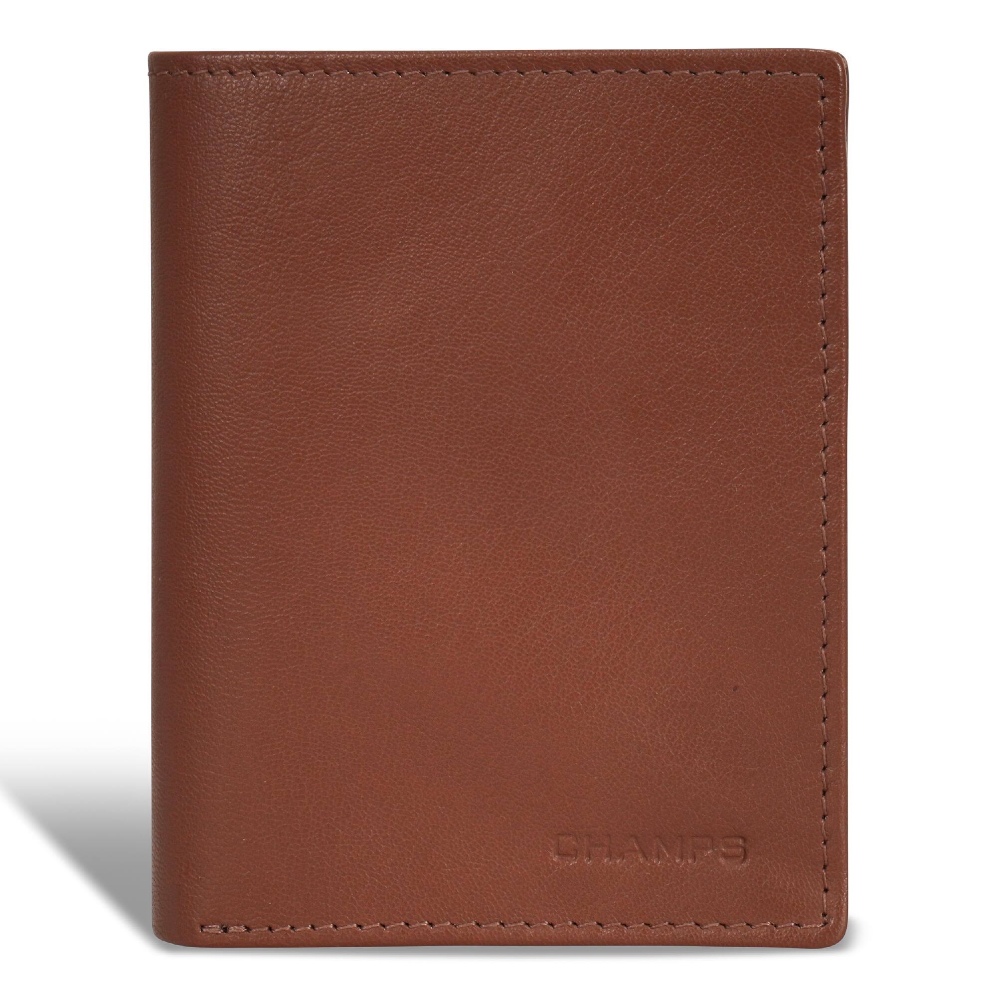 Champs - Onyx Collection Leather Vertical Wallet - Brown