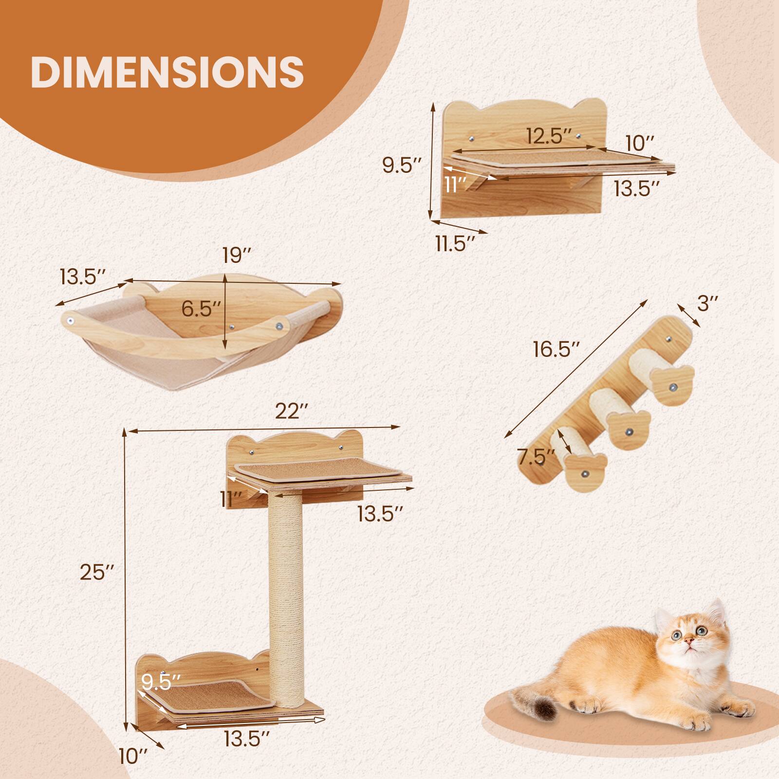 DIMENSIONS  
9.5" 11" 12.5" 10" 13.5" 13.5" 19" 6.5" 11.5" 3" 16.5" 22" 7.5" 13.5" 25" 9.5" 10" 13.5"
