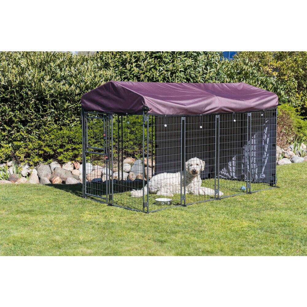 Left. TRIXIE - Deluxe Outdoor Dog Kennel - Black/Burgundy.