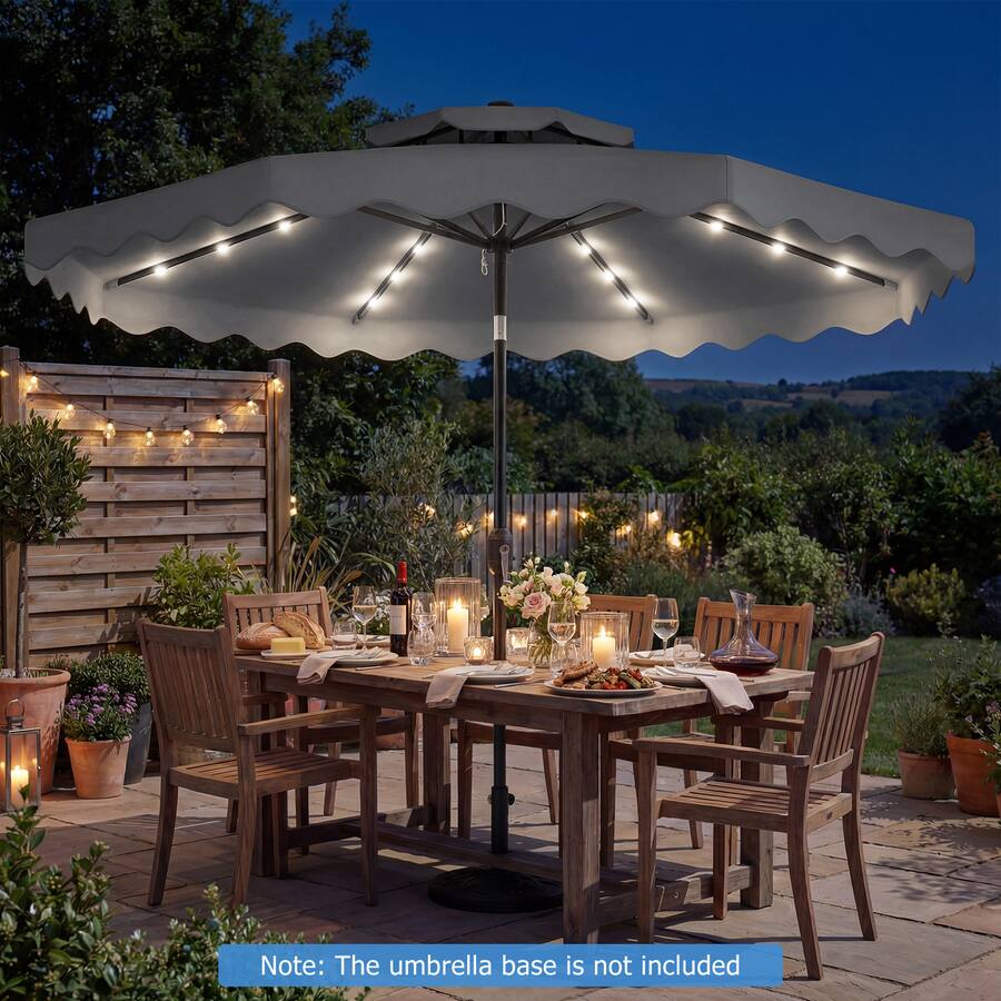 Push Button Support Gymax 9 FT Solar LED Patio Umbrella Push Button Tilt & Crank 24 LED ...