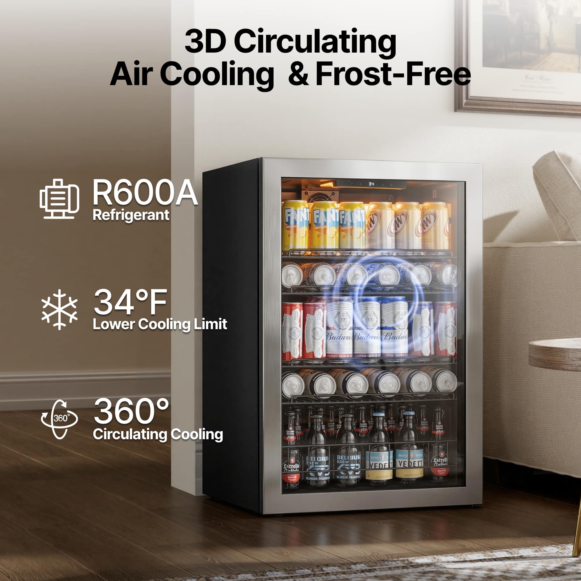Ca'Lefort Beverage Refrigerator,155 Can Mini Freestanding Beverage