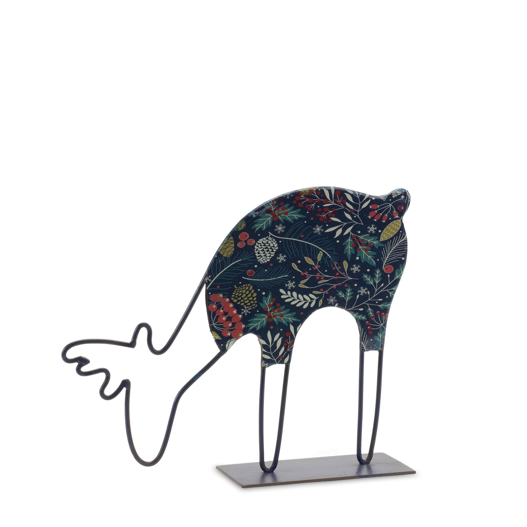 Back. BreeBe - Metal Deer Tabletop Decor (Set of 2) - Blue, Multicolor.