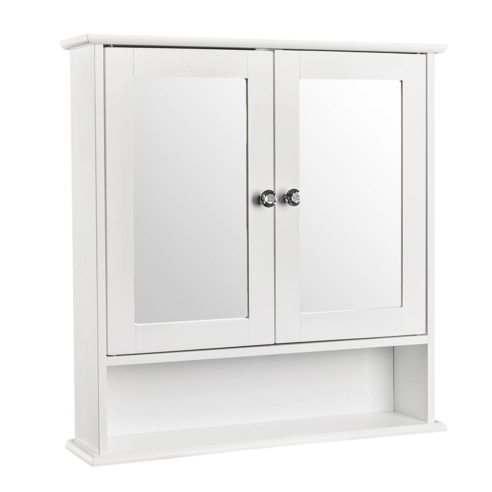 Alt View 1. SlickBlue - Double Door Mirror Bathroom Storage Cabinet, Wall-Mounted Organizer for Home - White.