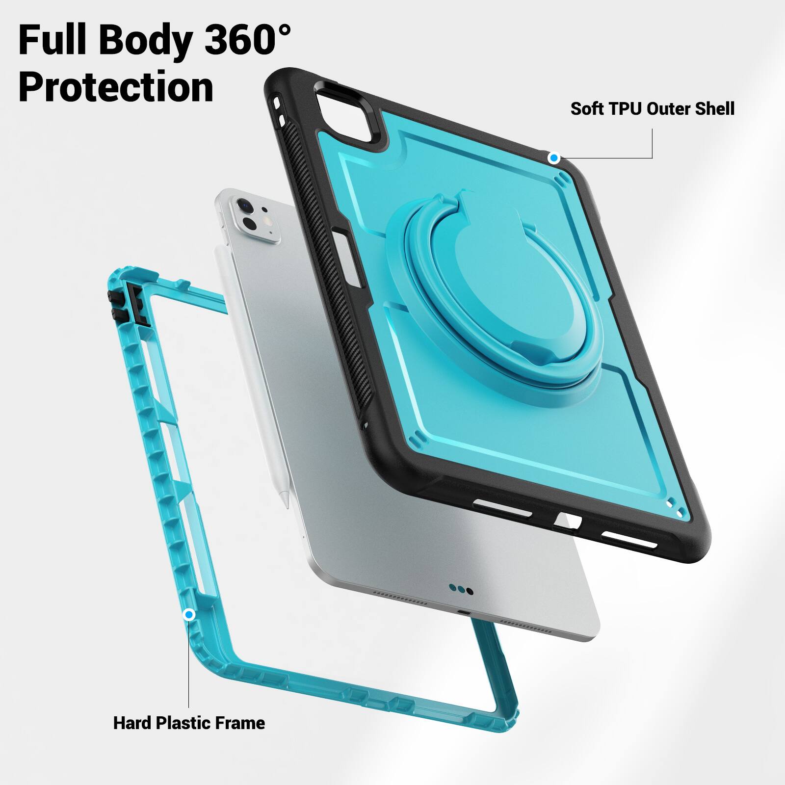 Full Body 360° Protection  
Soft TPU Outer Shell  
Hard Plastic Frame