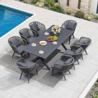 Alt View 7. PURPLE LEAF - 7/9/11 Pieces Patio Dining Set Wicker Outdoor Furniture Table and Chairs Set for Garden Grey-Finish Aluminum Frame Set - Grey-Rectangular-9 Pcs.