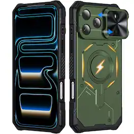 UUCOVER - Magnetic Case for Apple iPhone 18 Pro Max,Shockproof TPU+PC Case Compatible with MagSafe Rugged Sliding Lens Cover - Armygreen