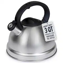 Luminuxe - 3 Qt Heavy Duty Stainless Steel Whistling Tea Kettle – Stay Cool Handle & Knob - Mirror