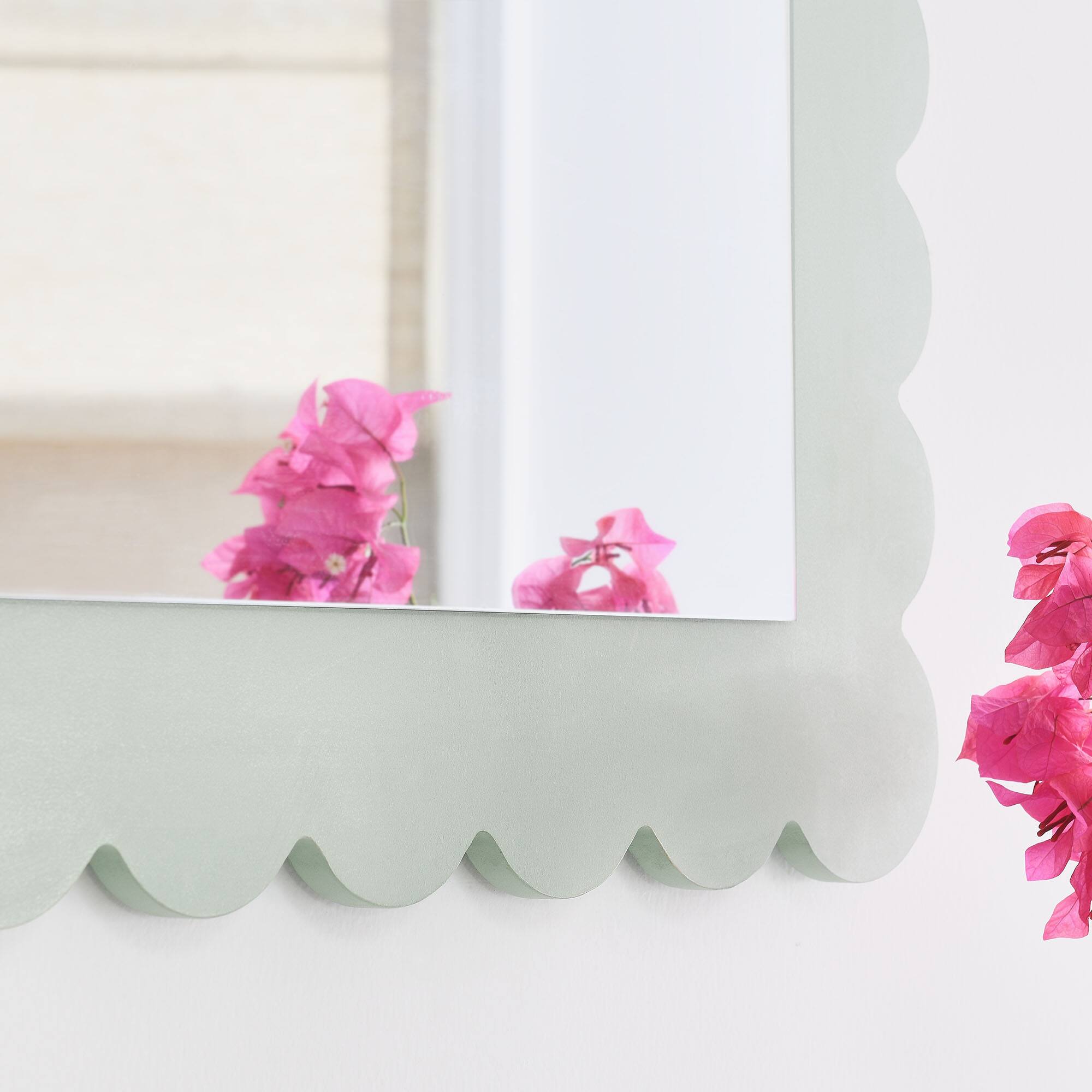 Alt View 2. Modway - Emmeline Scalloped Rectangle Wall Mirror by Modway - Sage.