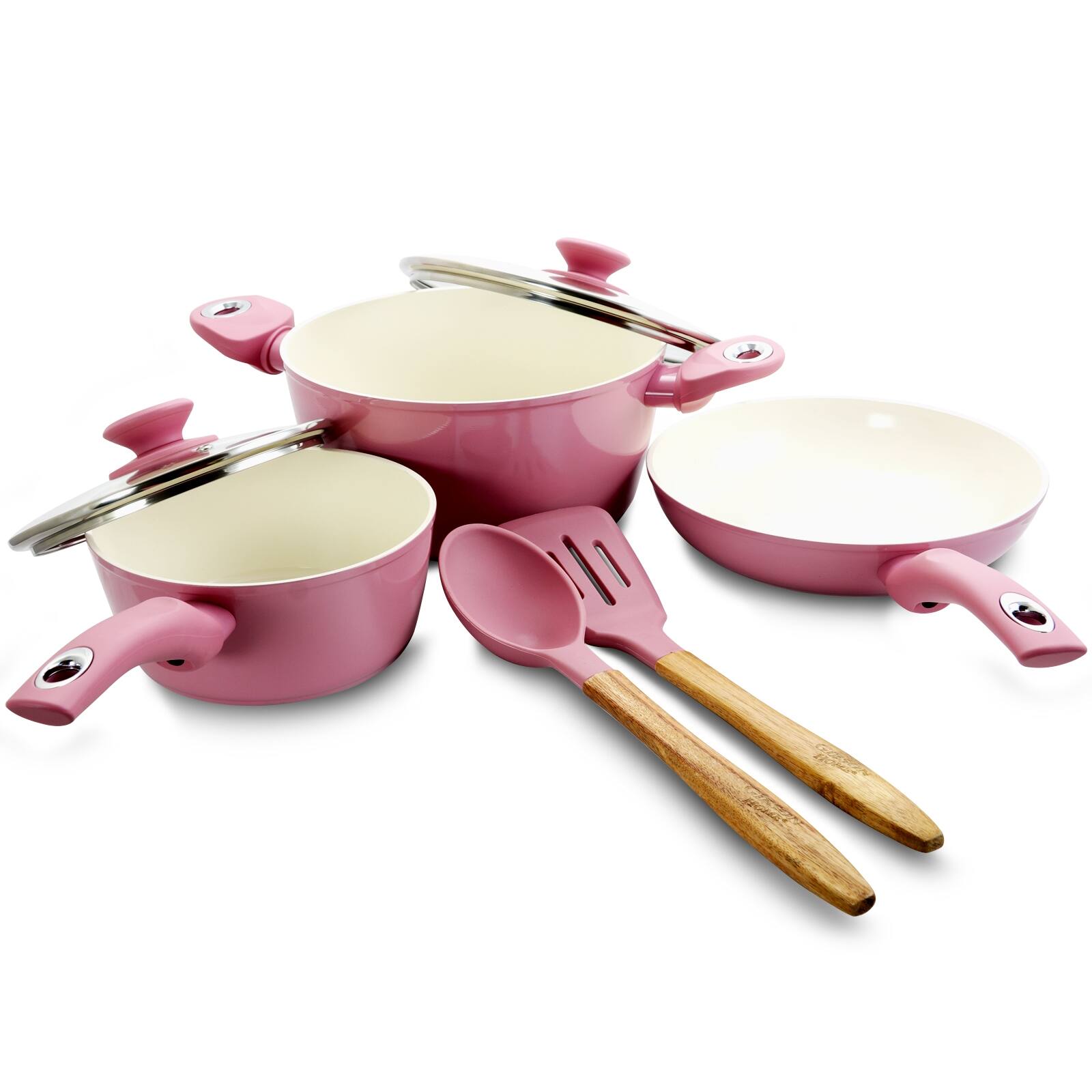 Alt View 4. Gibson - Oster Sangerfield 12 Piece Stainless Steel Aluminum Base Cookware Set - Lavendar.