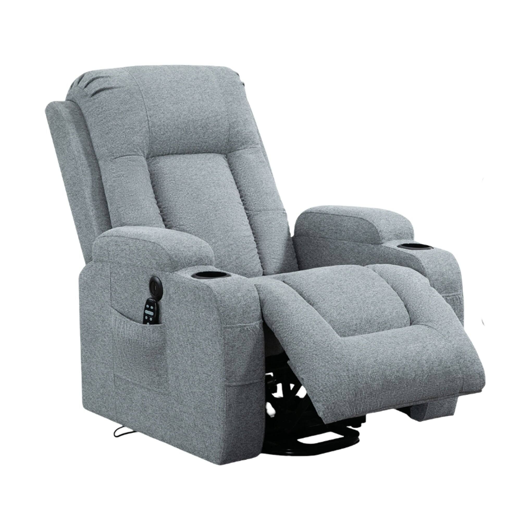 Front. Boyel Living - Power Lift Recliner Chair for Elderly with 8-Point Massage, Lumbar Heat, USB Port, Heavy Duty Motion Mechanism - Grey.