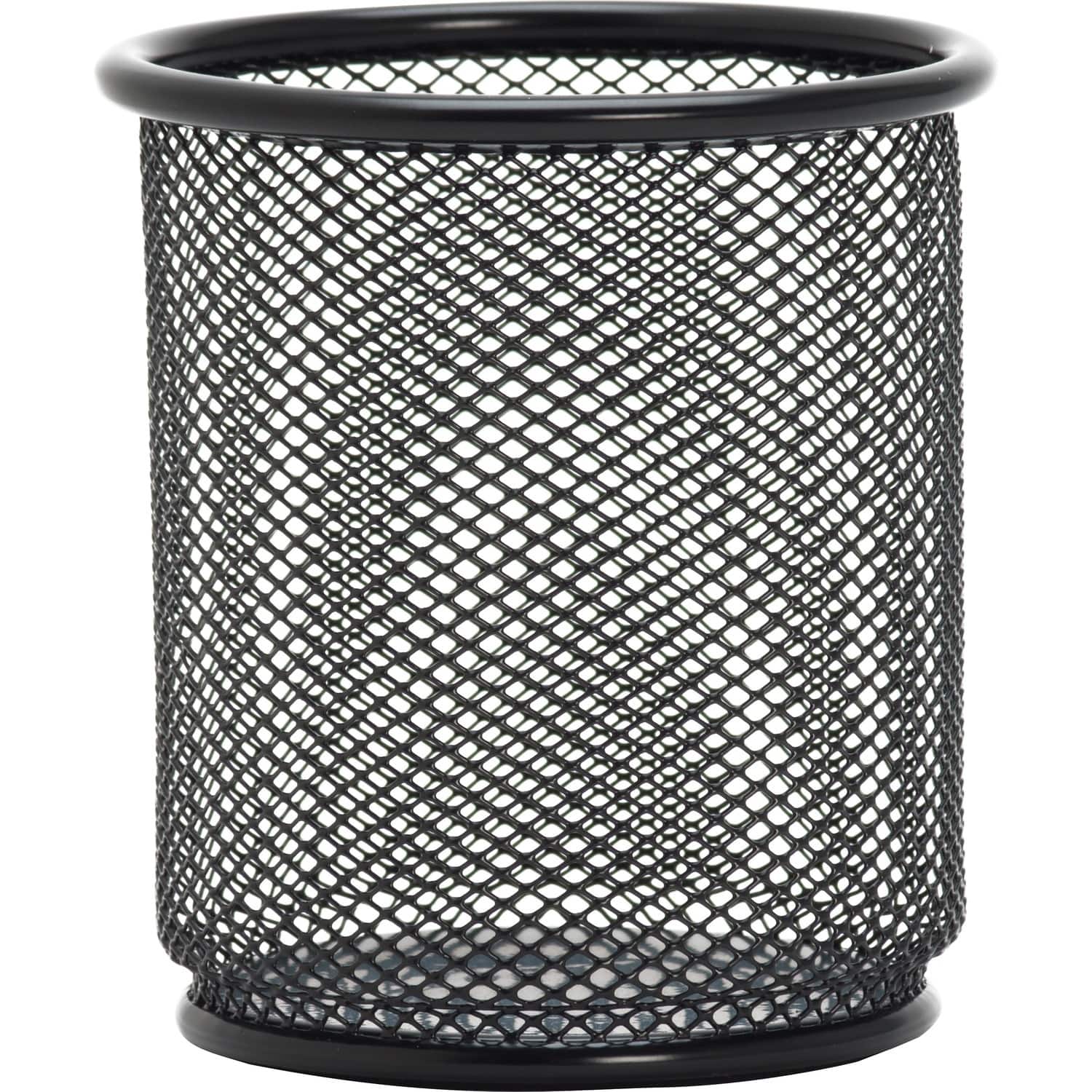 Lorell - Mesh Wire Pencil Cup Holder 3.5" x 3.9" Steel - Black