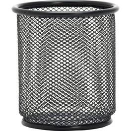 Lorell - Mesh Wire Pencil Cup Holder 3.5" x 3.9" Steel - Black