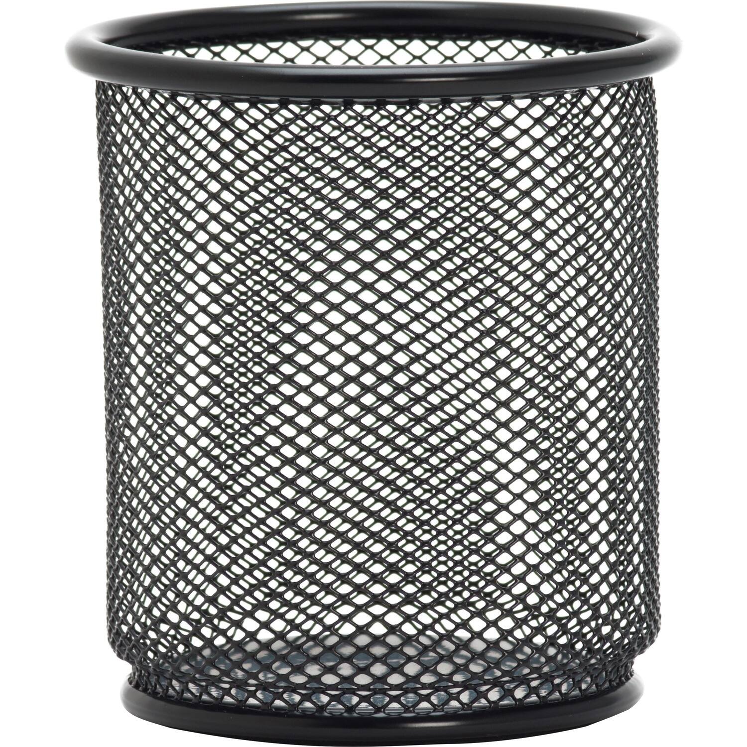 Front. Lorell - Lorell Mesh Wire Pencil Cup Holder 3.5" x 3.9" Steel Black - Black.