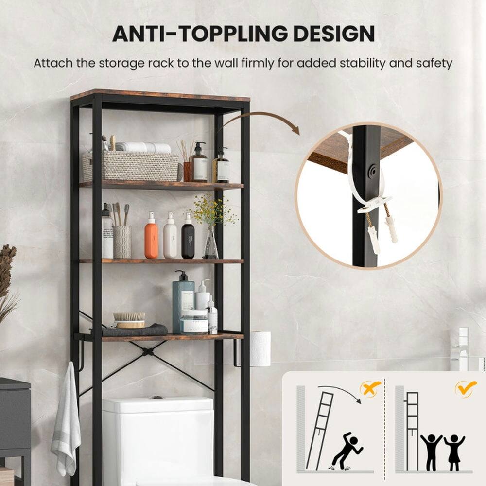 ANTI-TOPPLING DESIGN  
Attach the storage rack to the wall firmly for added stability and safety