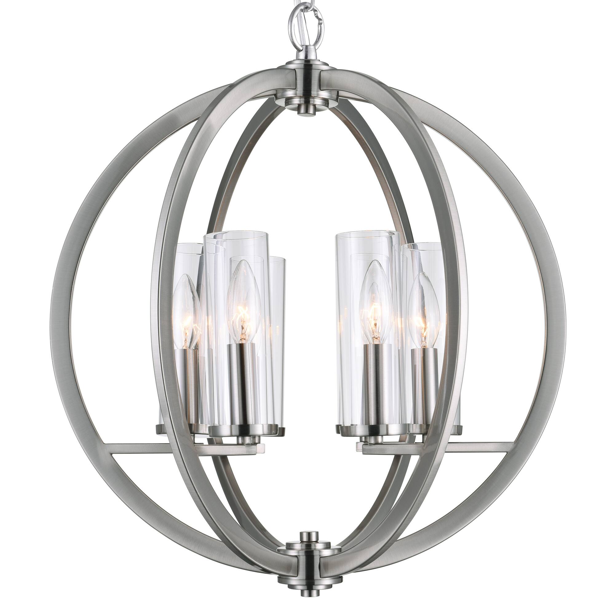 Angle. CWI Lighting - Elton 6 Light Chandelier With Satin Nickel Finish - Satin Nickel.