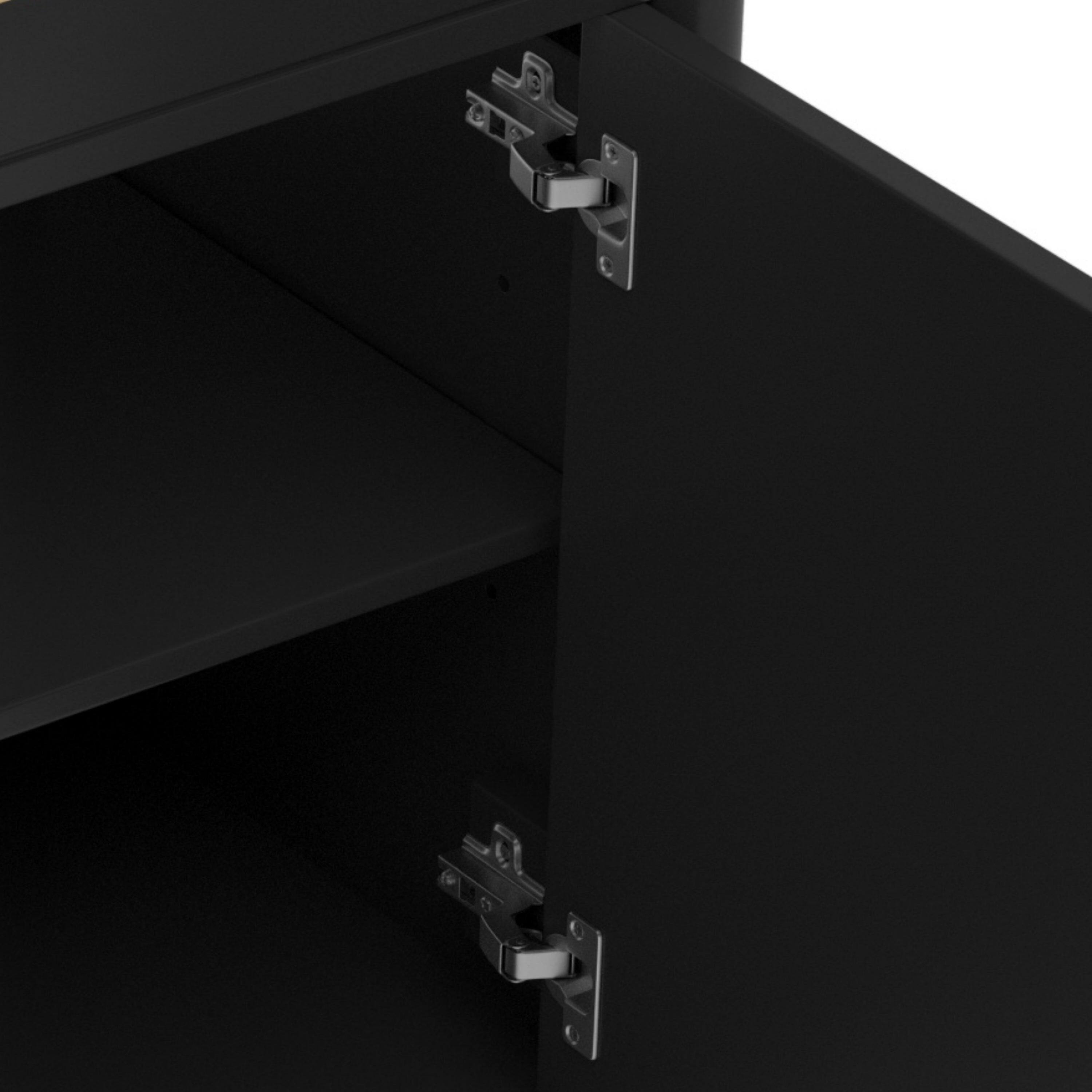 Alt View 10. Boyel Living - 31 Inch Bathroom Vanity with Sink Soft Close Doors Adjustable Shelf Curved Design Rubber Wood Legs Black - Black.