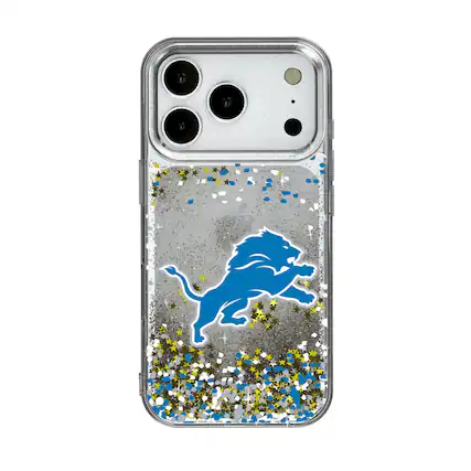 Front. Keyscaper - Detroit Lions iPhone Glitter Case with Confetti Design - 17 Pro Max - Multicolor.