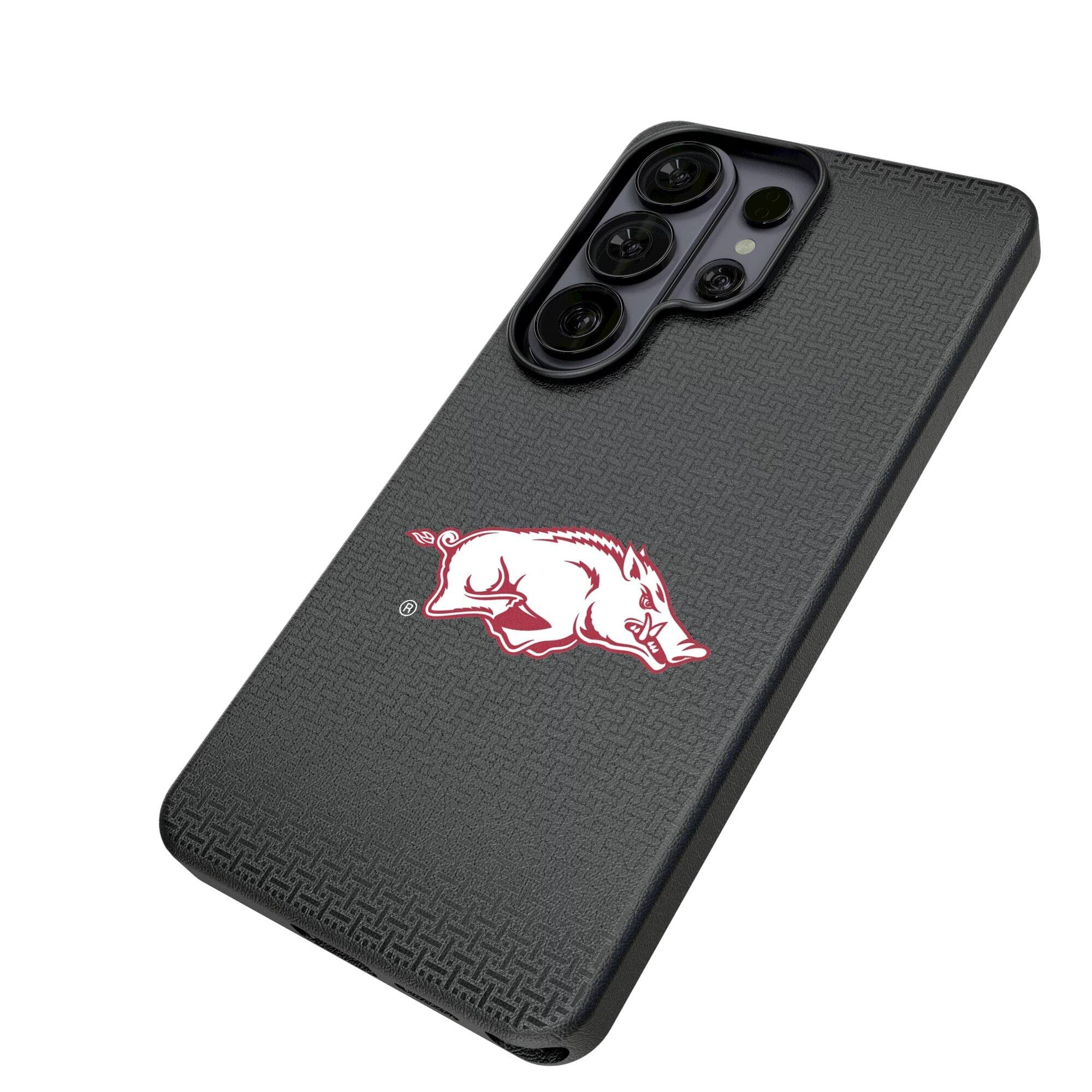 Alt View 1. Keyscaper - Arkansas Razorbacks Linen Galaxy Magnetic Bump Case - S25 Ultra - Black.