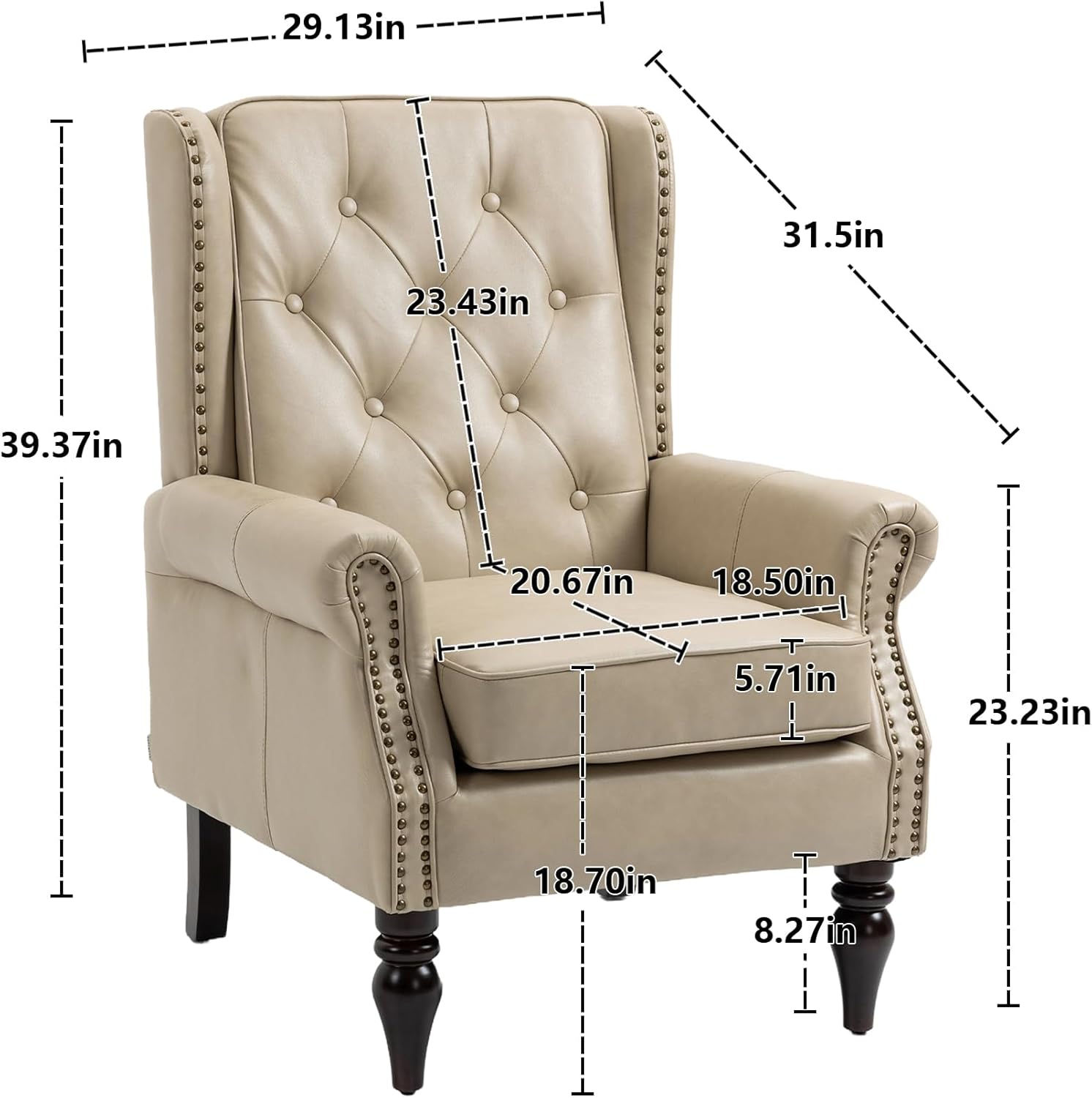 - 29.13in
- 31.5in
- 23.43in
- 39.37in
- 20.67in
- 18.50in
- 5.71in
- 23.23in
- 18.70in
- 8.27in
