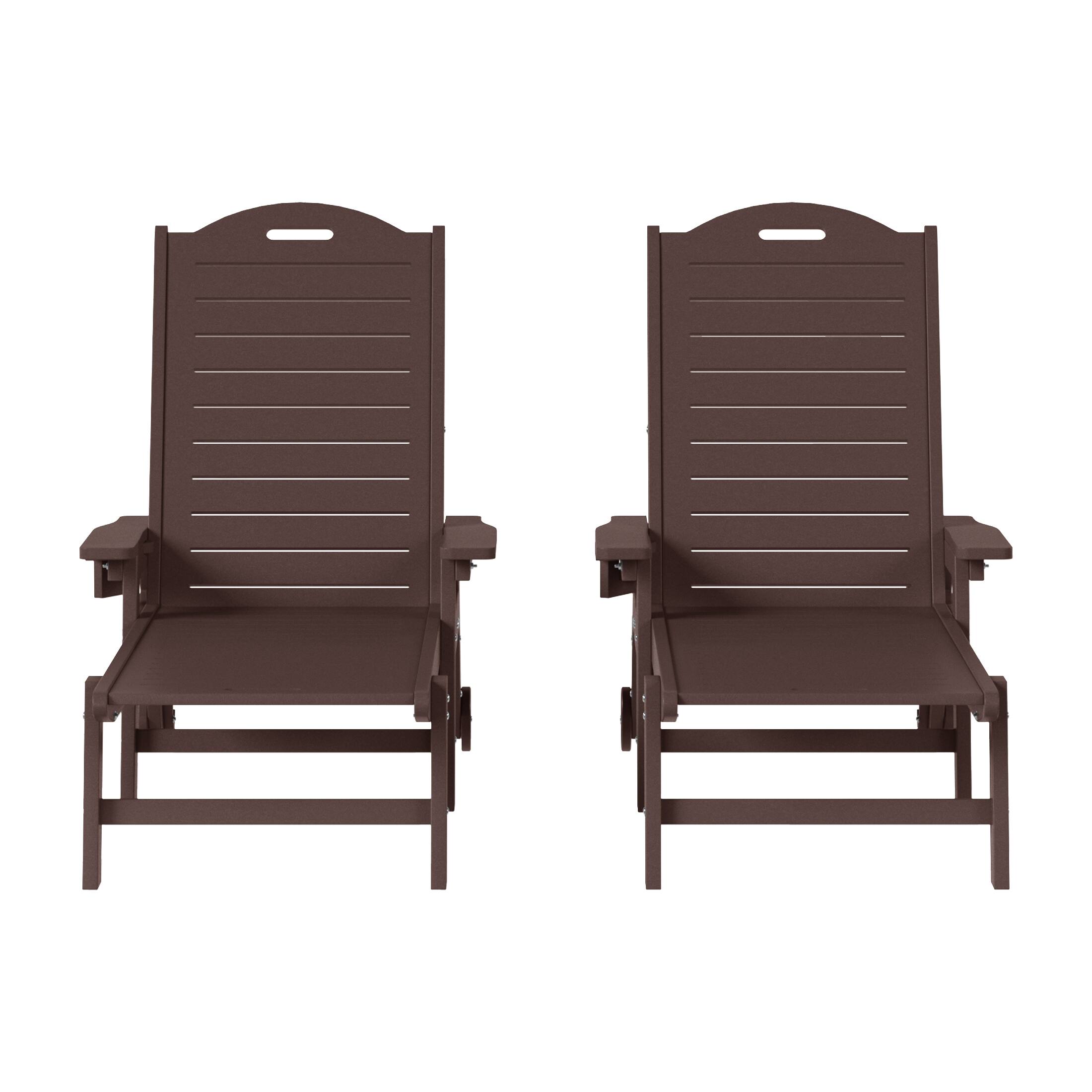 Front. WestinTrends - WestinTrends Aruba Outdoor HDPE Patio Chaise Lounges With Wheels & Cup Holder (Set of 2) - Dark Brown.