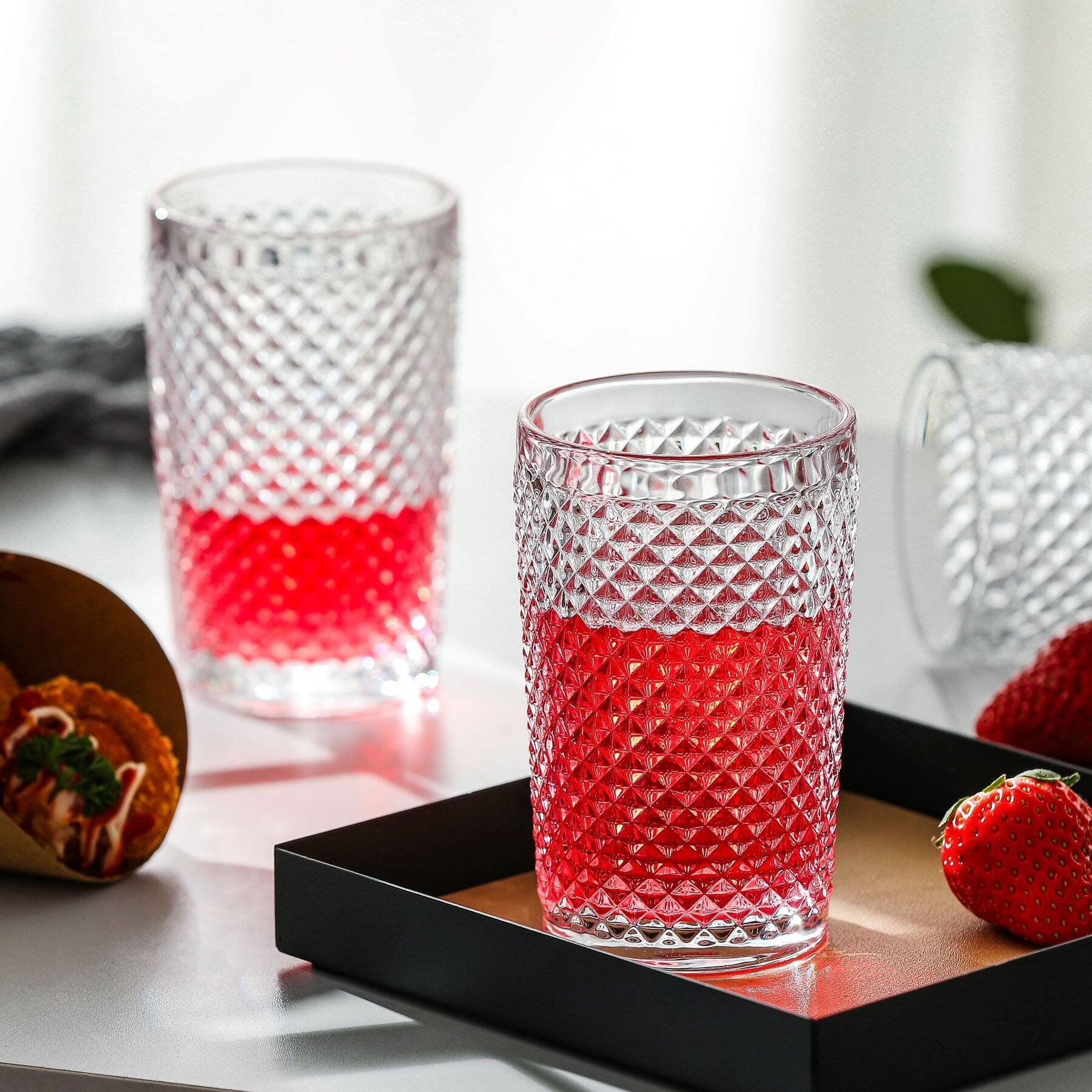 Angle. BreeBe - Chroma Clear Vintage Beverage Drinking Glass (13.1 oz. set of 6) - Clear.